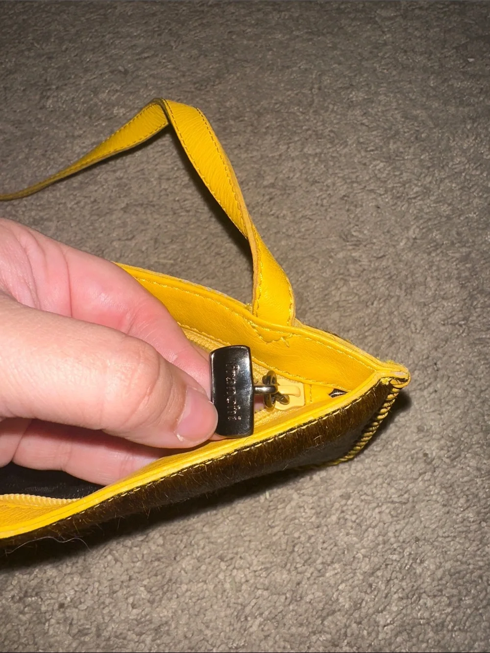 Yellow and Brown Cowhide style Crossbody Bag